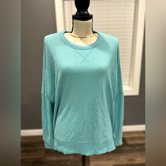 Aerie Small Knit Sweater Soft Oversized Boho Sweatshirt Blue Shirt - Picture 1 of 7